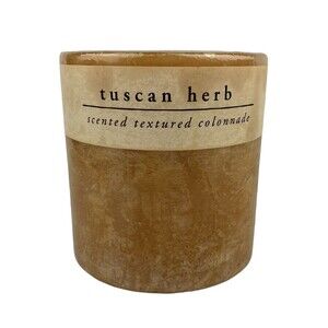 Pier 1 Tuscan Herb Candle Textured Colonnade Round 4”x4” Mustard 1 Wick USA NOS
